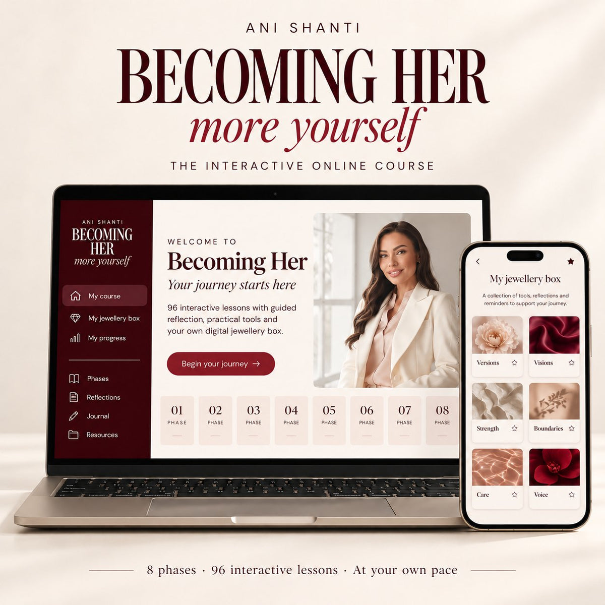 Becoming Her course app with the personal jewellery box