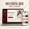 Becoming Her by Ani Shanti — the interactive online course on laptop and phone: 8 phases, 96 interactive lessons